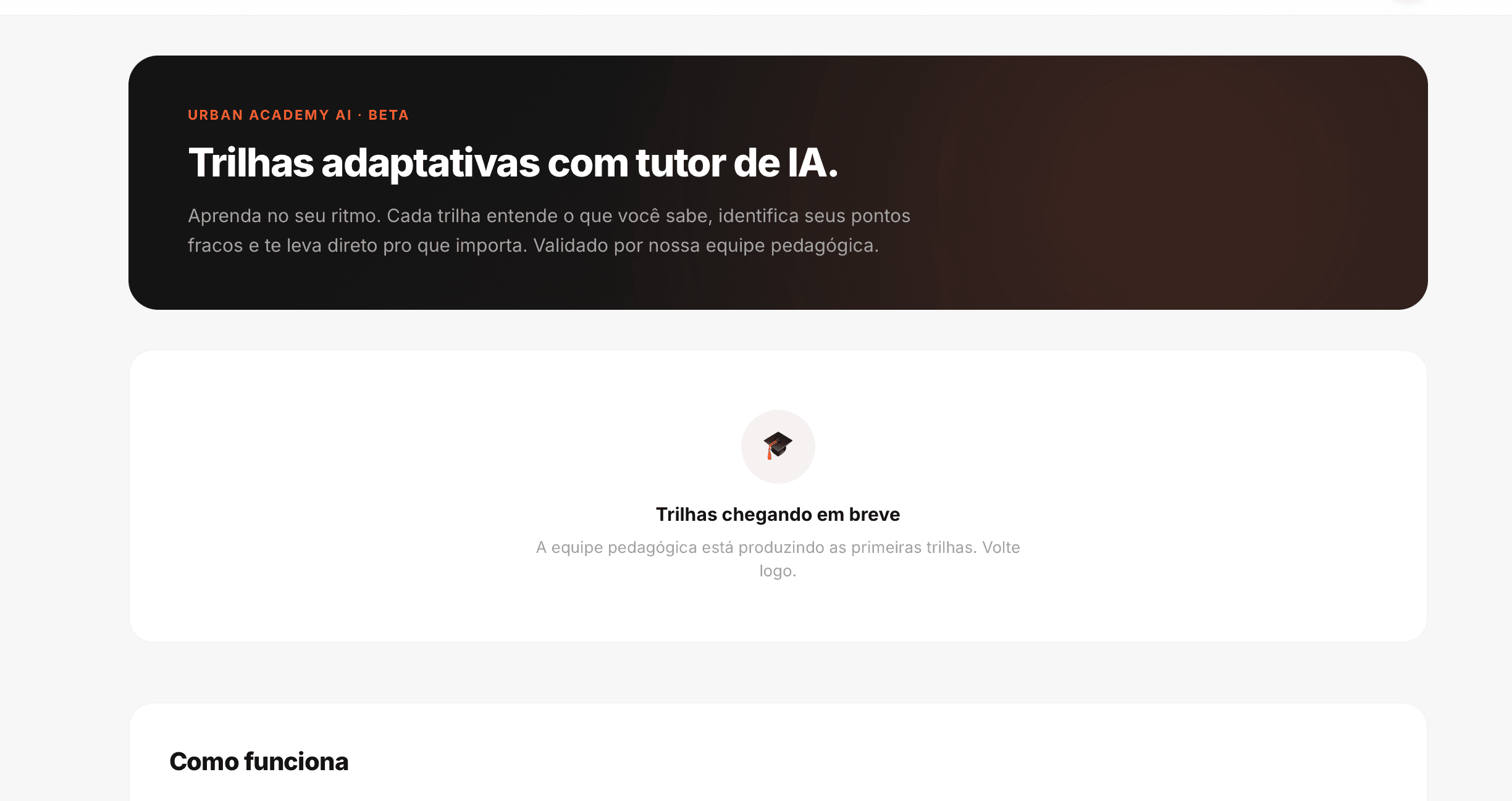 Urban Academy — trilhas adaptativas com tutor IA